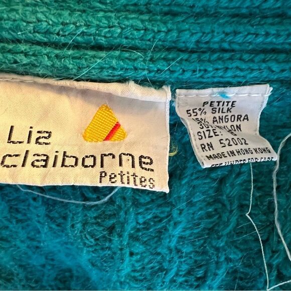 Vintage 80s Liz Claiborne Green Silk Cardigan Sweater - Picture 7 of 8
